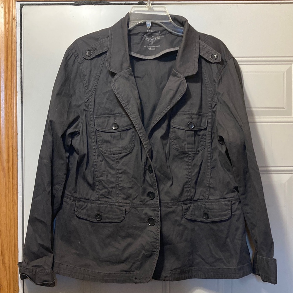 Women's Gray Military Style Jacket XL‎